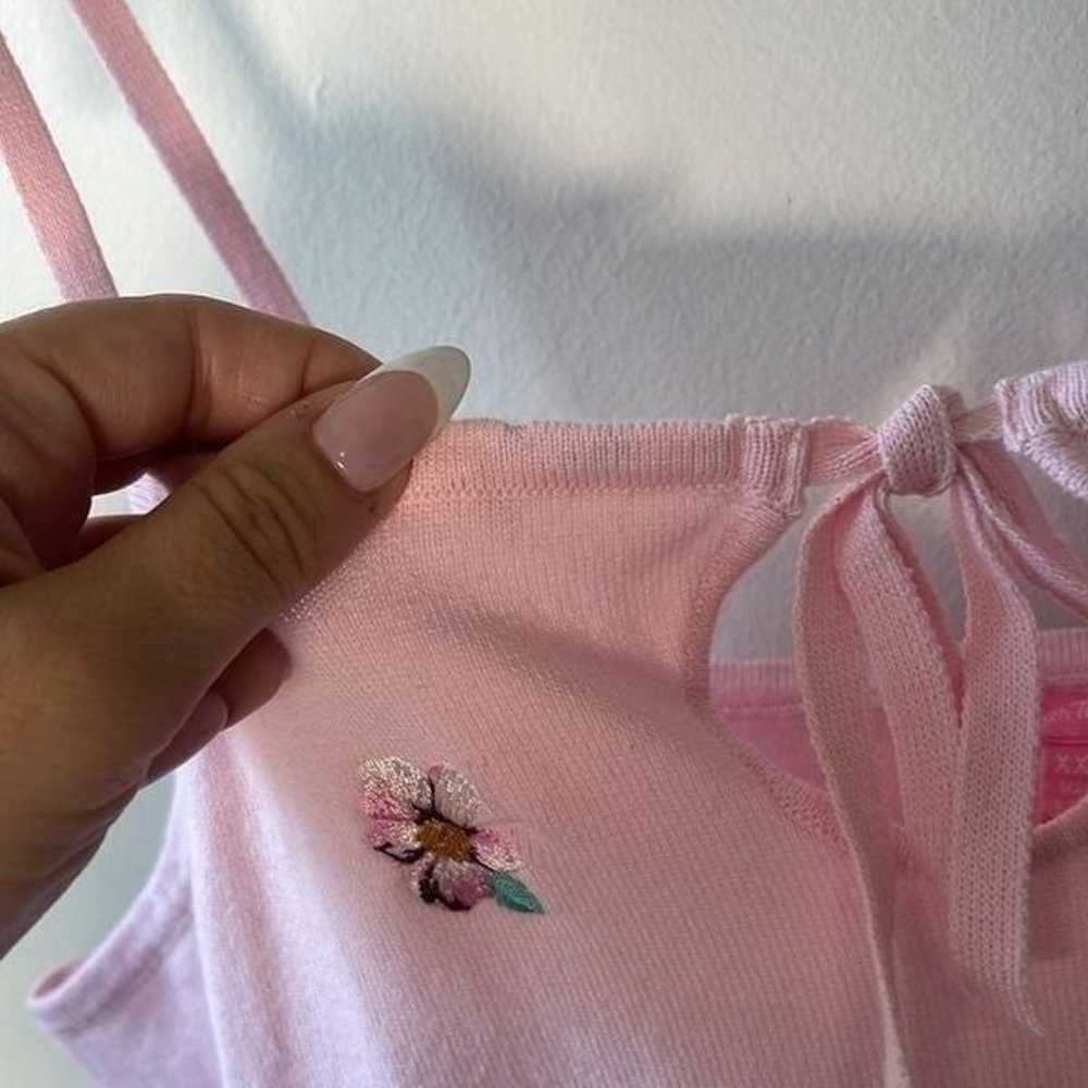 EUC Sugar Thrillz Pink Floral Knit Tie Strap Dres… - image 6