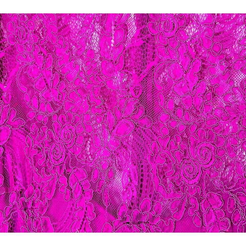 Carmen Marc Valvo Fuchsia Floral Lace 3/4 Sleeve … - image 5