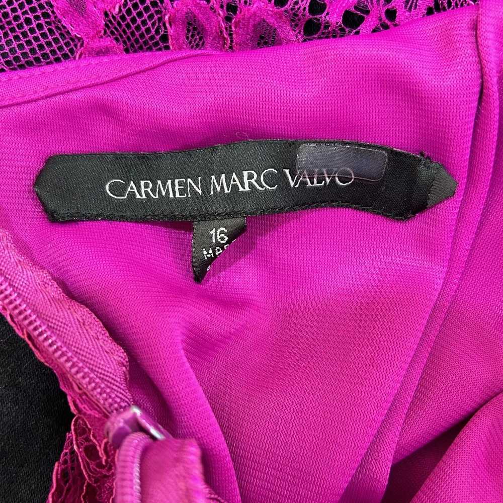 Carmen Marc Valvo Fuchsia Floral Lace 3/4 Sleeve … - image 7