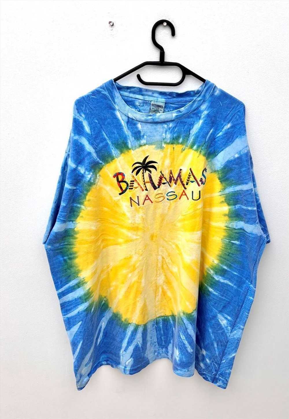Vintage Bahamas Nassau blue tie dye T-shirt XXL t… - image 1