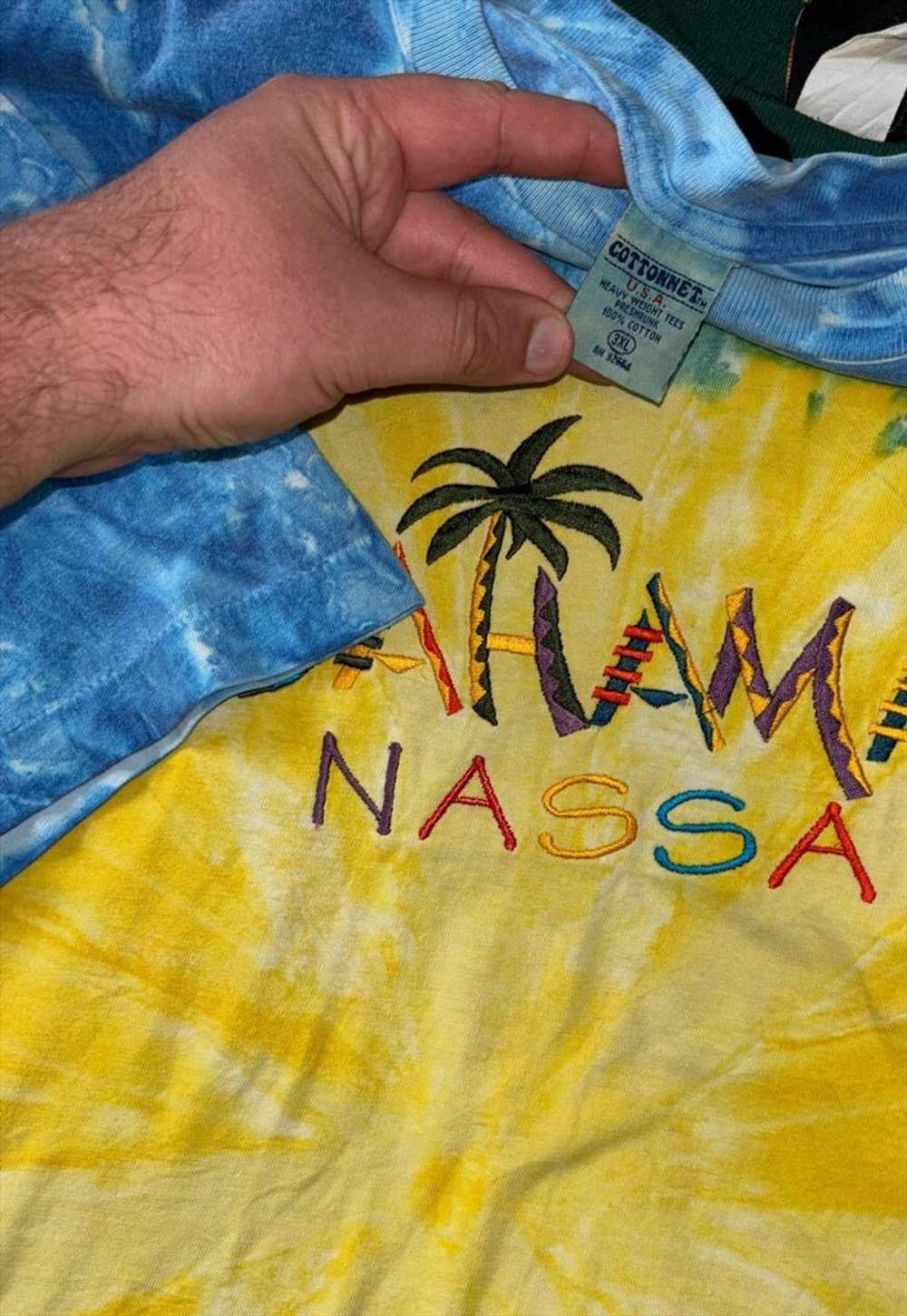 Vintage Bahamas Nassau blue tie dye T-shirt XXL t… - image 3