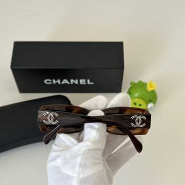 Chanel Y2K CHANEL CC RECTANGLE SUNGLASSES RHINEST… - image 1