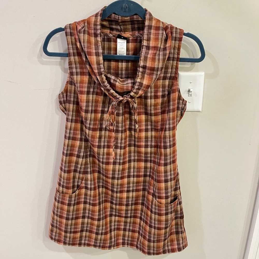 Patagonia Vintage Plaid Casual Cowl Neck Dress- B… - image 1