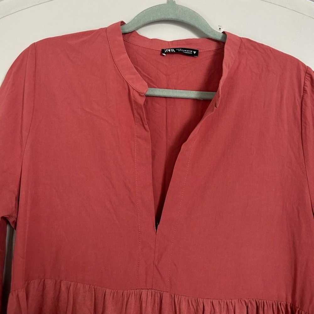 ZARA Coral Pink Contrasting Midi Boho Dress Blogg… - image 8