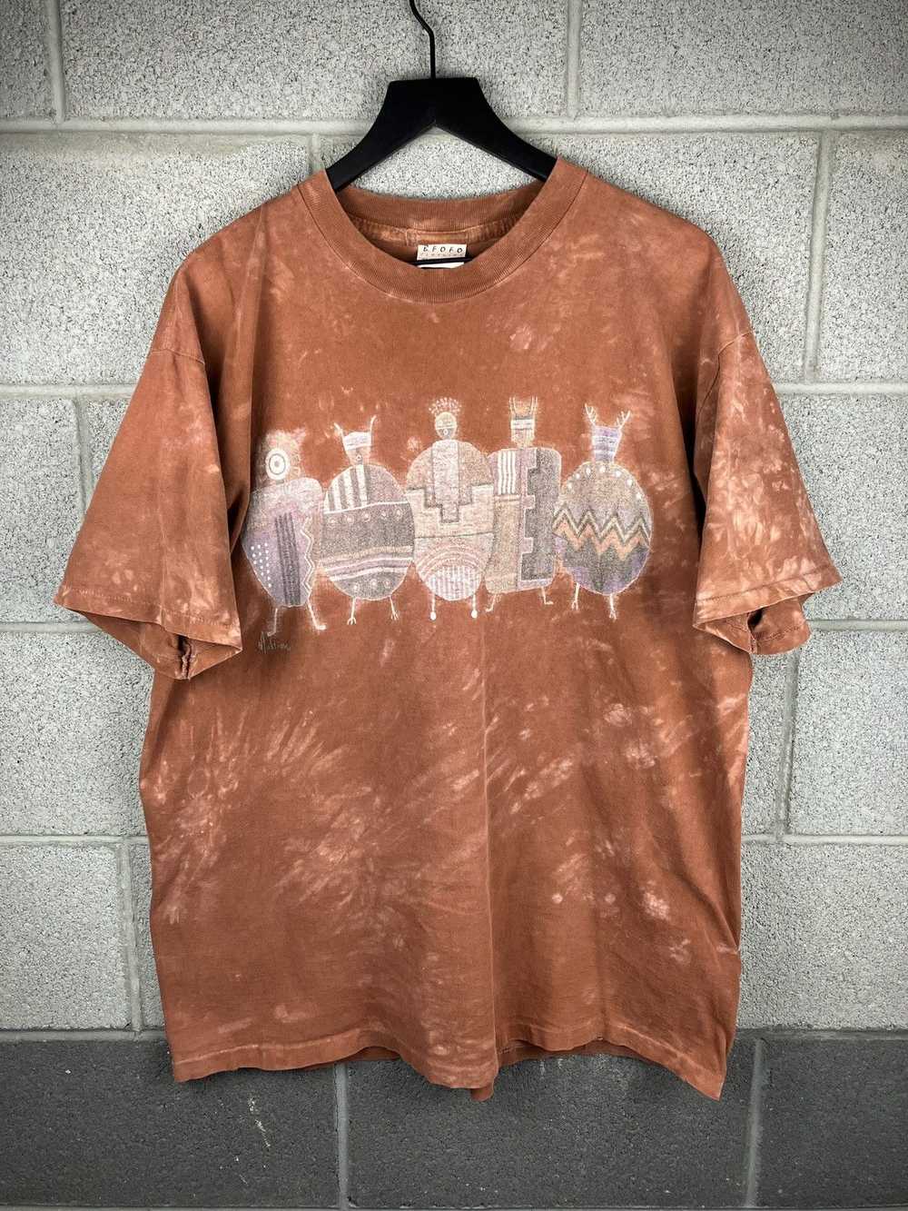 Vintage Vintage 1990s Dyed Native Graphic Tee - image 1