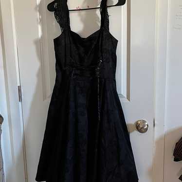 Black gothic lace up dress
