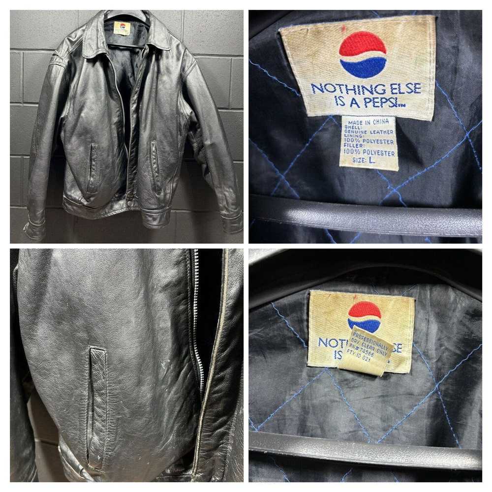 Pepsi Vintage 90's Pepsi Mens Leather Jacket Blac… - image 2