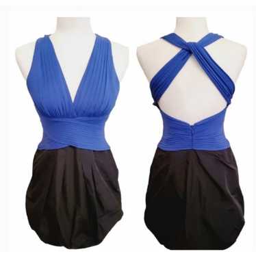 BCBGMaxAzria Blue Sapphire Knit Dress Taffeta Bubb