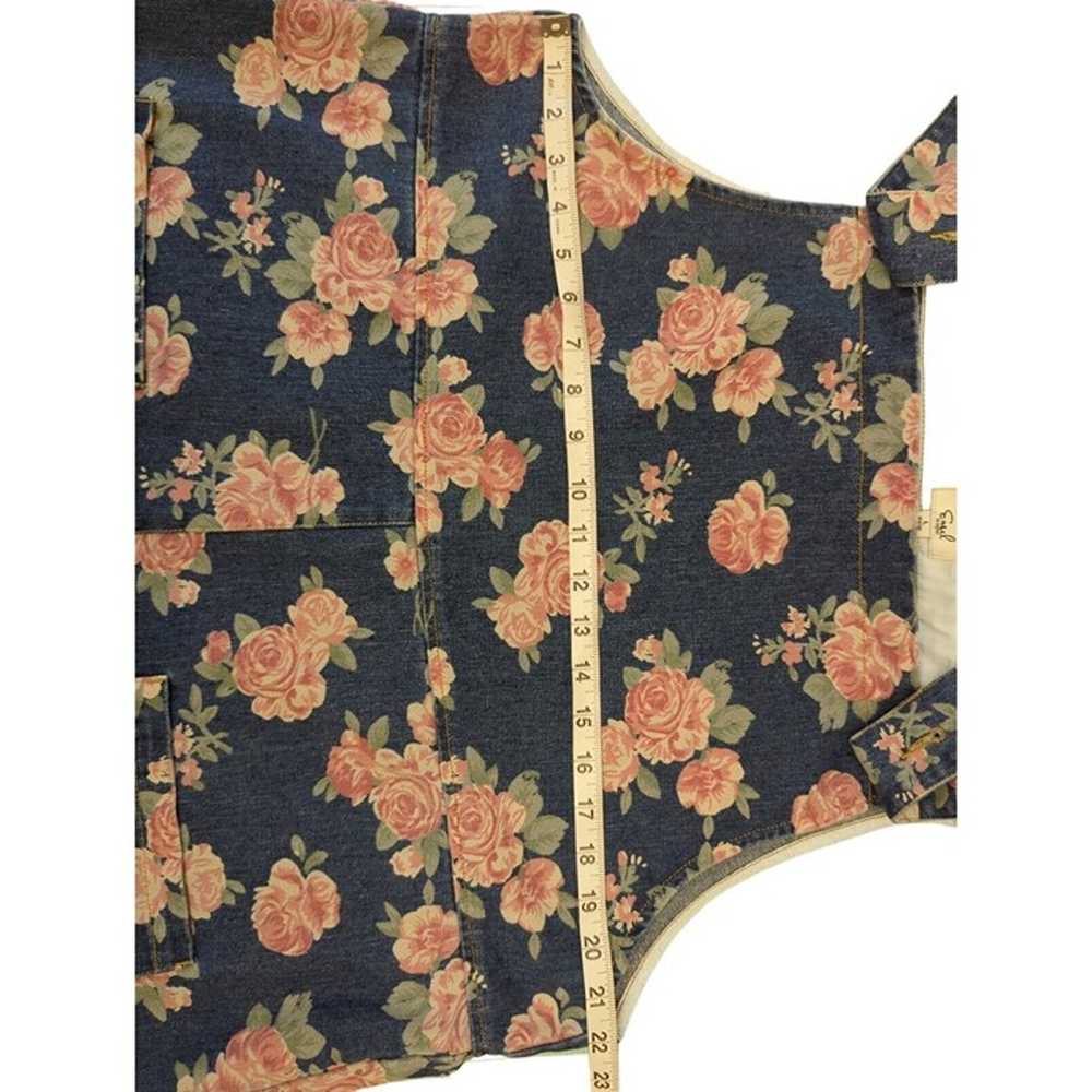 Easel Sz L Cropped Oversized Denim Floral Wide Le… - image 4