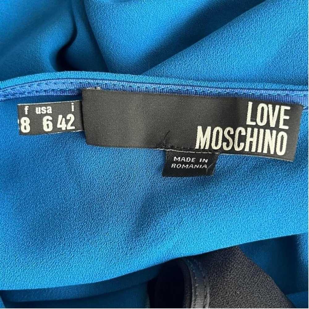 Love Moschino Womens Blue Black Colorblock Sleeve… - image 6