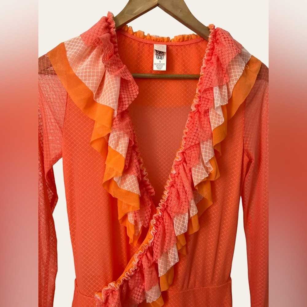 Hot As Hell Orange Long Sleeve Ruffle Mini Dress … - image 6