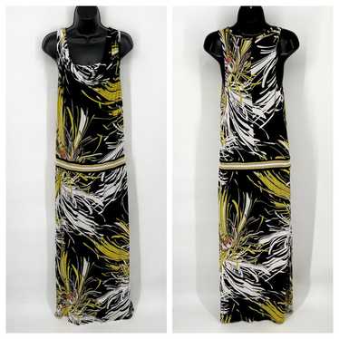 Trina Turk Tropical Floral Maxi Dress Sz 8 Black … - image 1