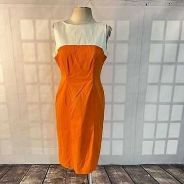 Escada sleeveless orange and white color block sh… - image 1
