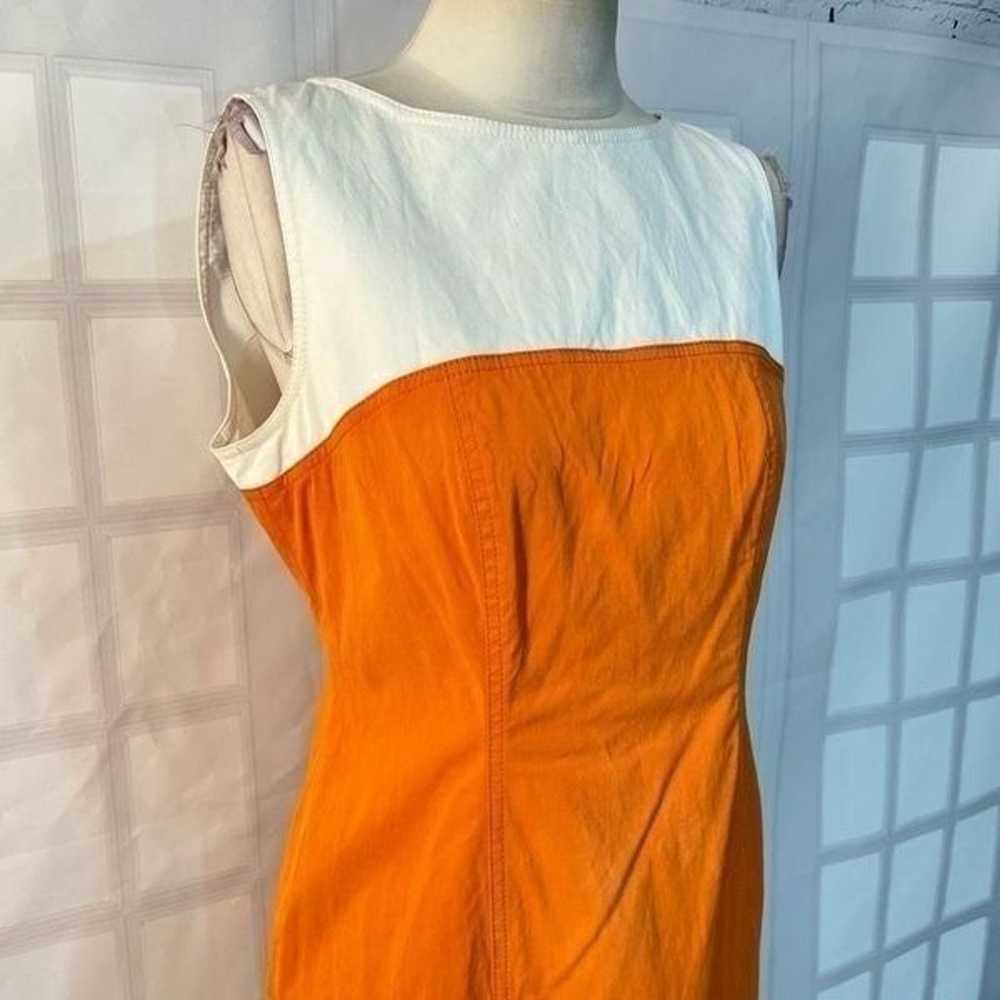 Escada sleeveless orange and white color block sh… - image 2