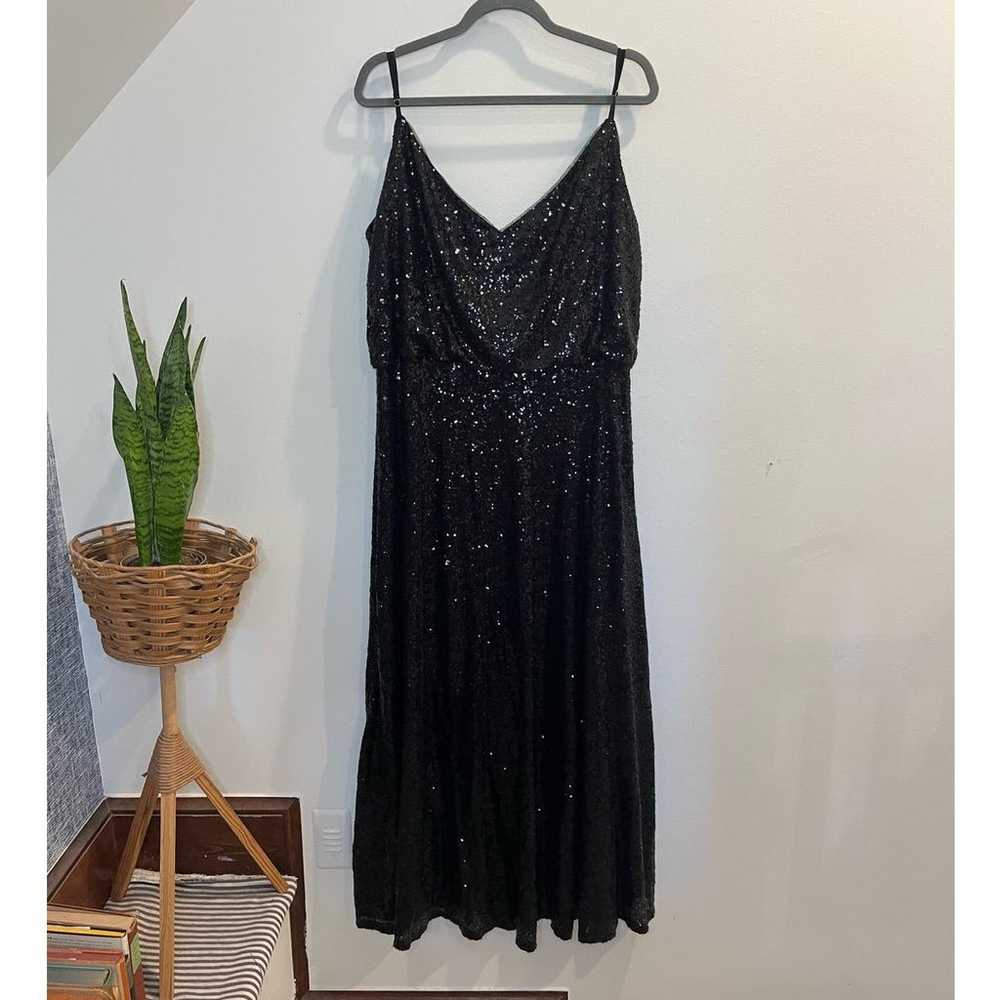 Revelry Black Sequins A-Line V-Neck Glam Gown Siz… - image 2