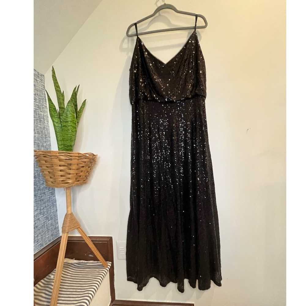Revelry Black Sequins A-Line V-Neck Glam Gown Siz… - image 3