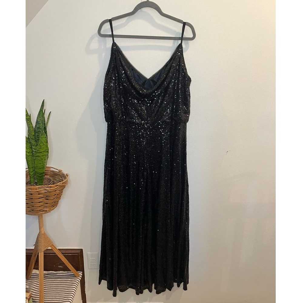 Revelry Black Sequins A-Line V-Neck Glam Gown Siz… - image 4