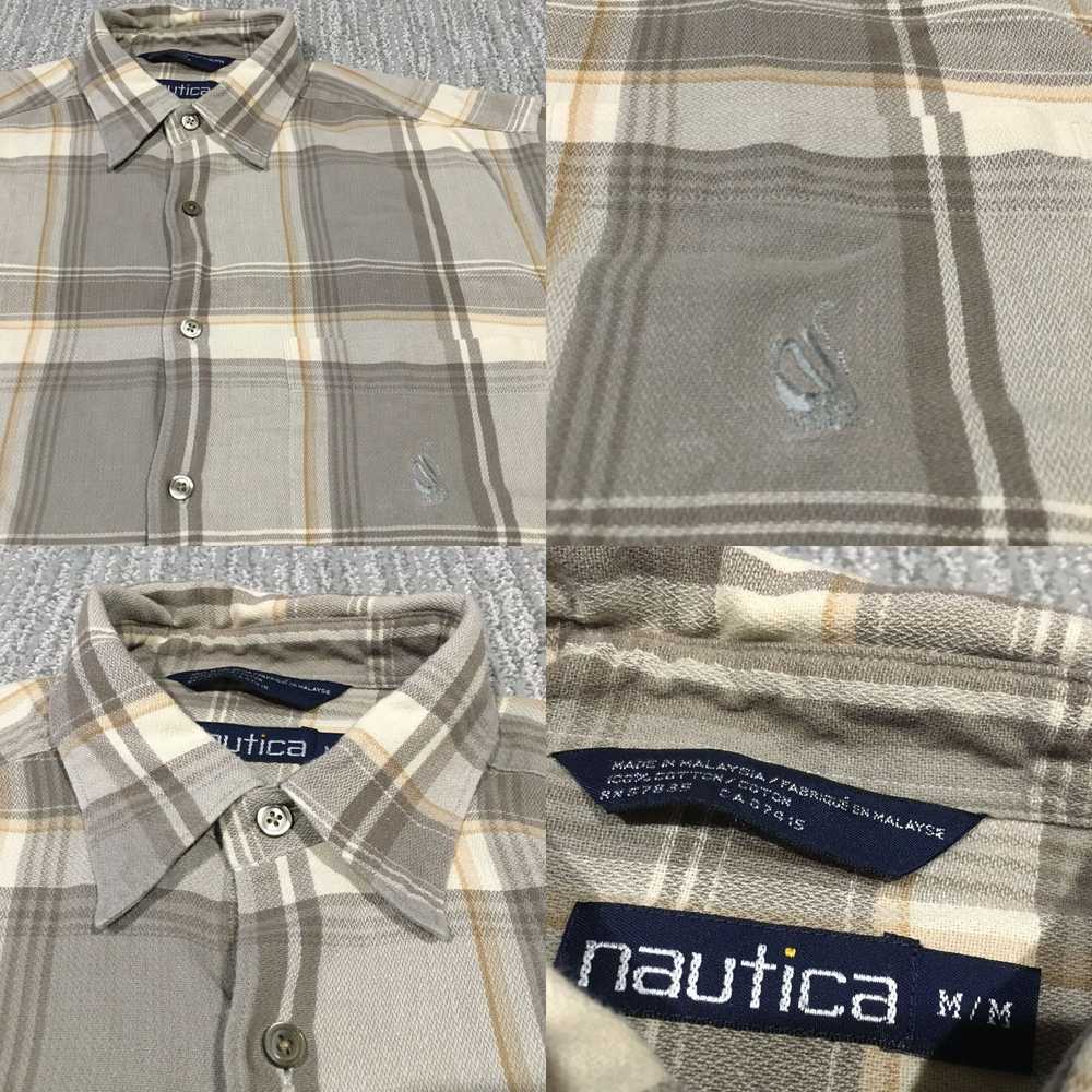 Nautica Nautica Shirt Mens Medium Beige Brown Lon… - image 4