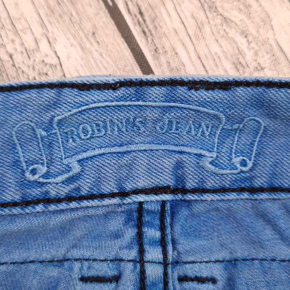 Robins Jeans Blue Distressed Acid Wash Studded Je… - image 10