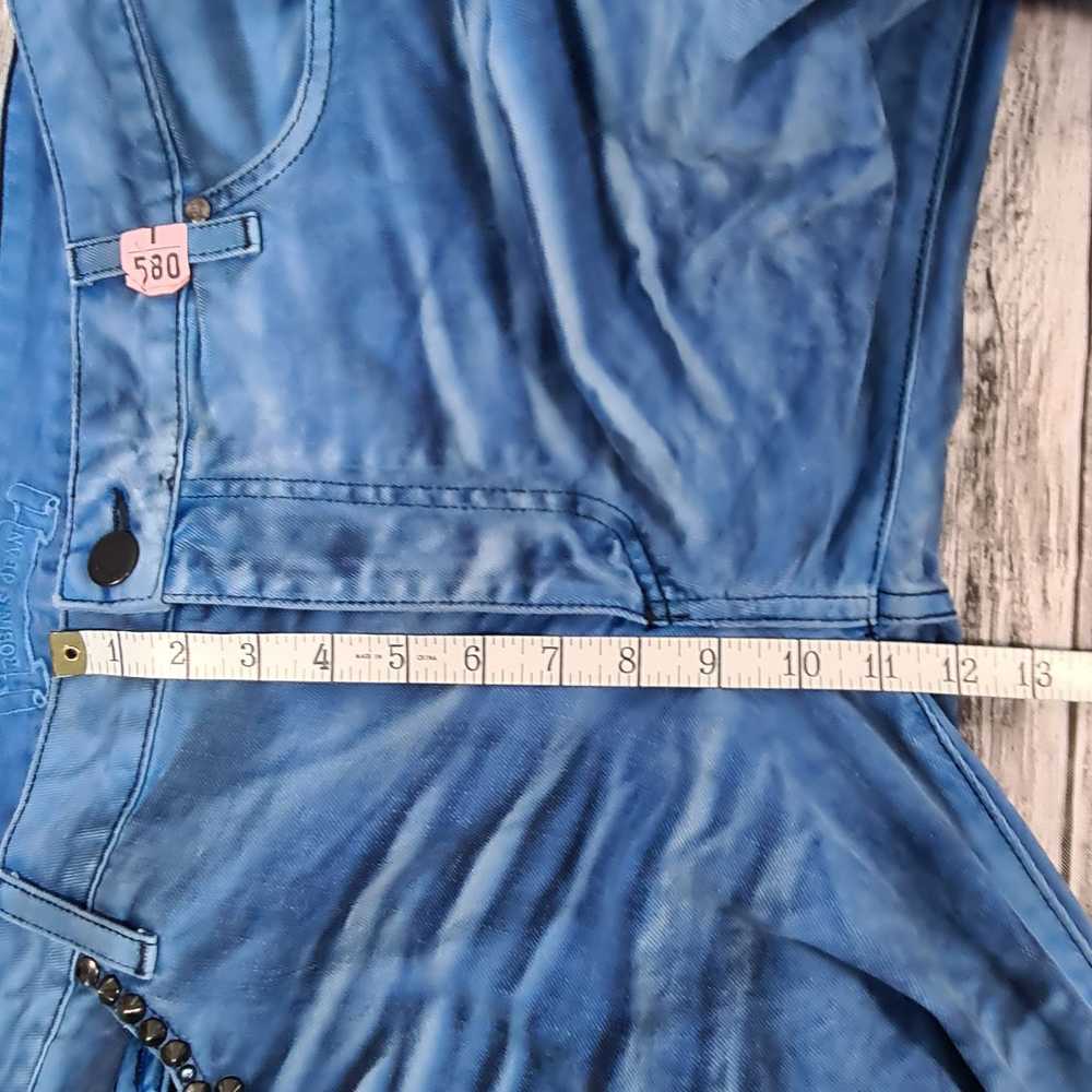 Robins Jeans Blue Distressed Acid Wash Studded Je… - image 5