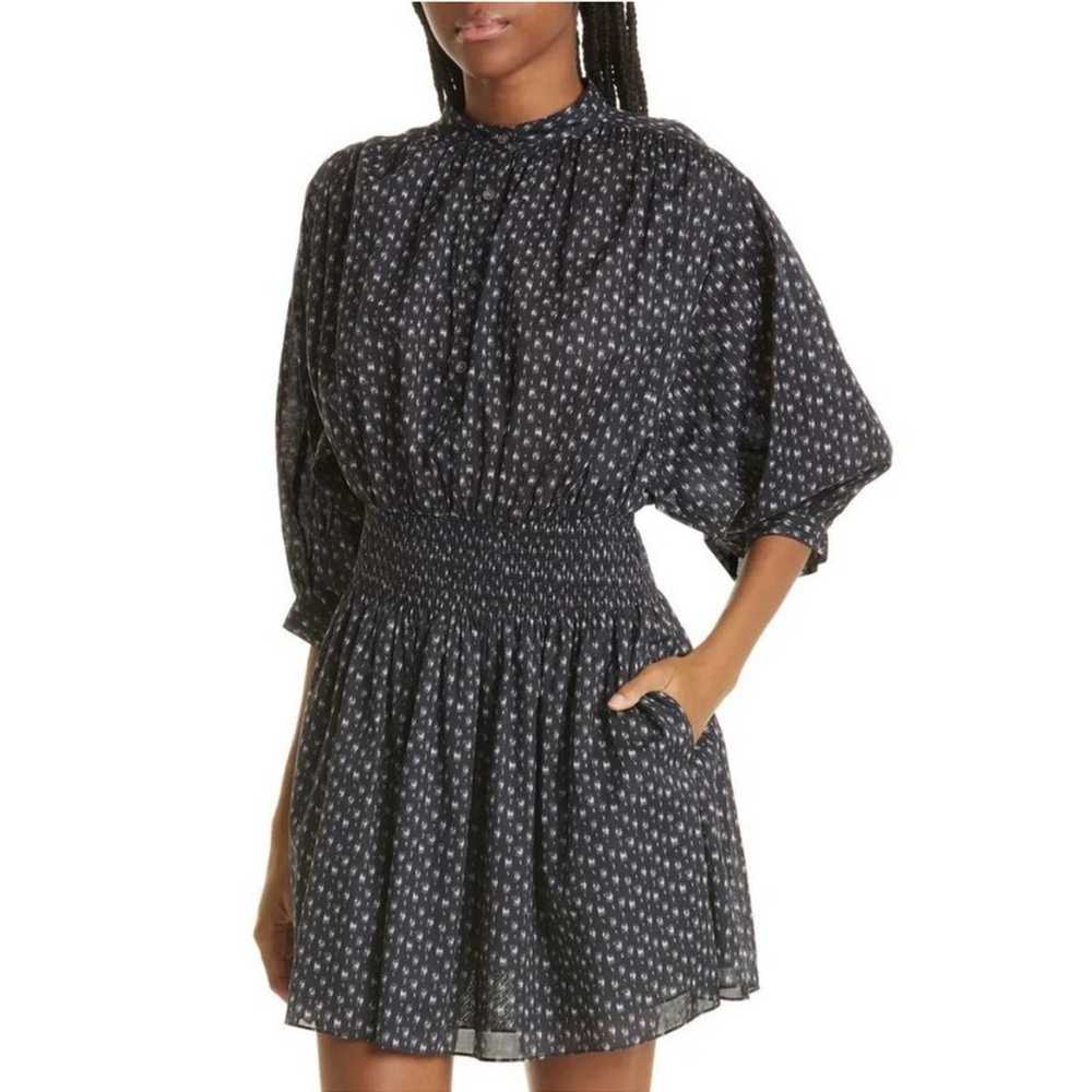 Rebecca Taylor Long Sleeve Smocked Waist Half But… - image 1