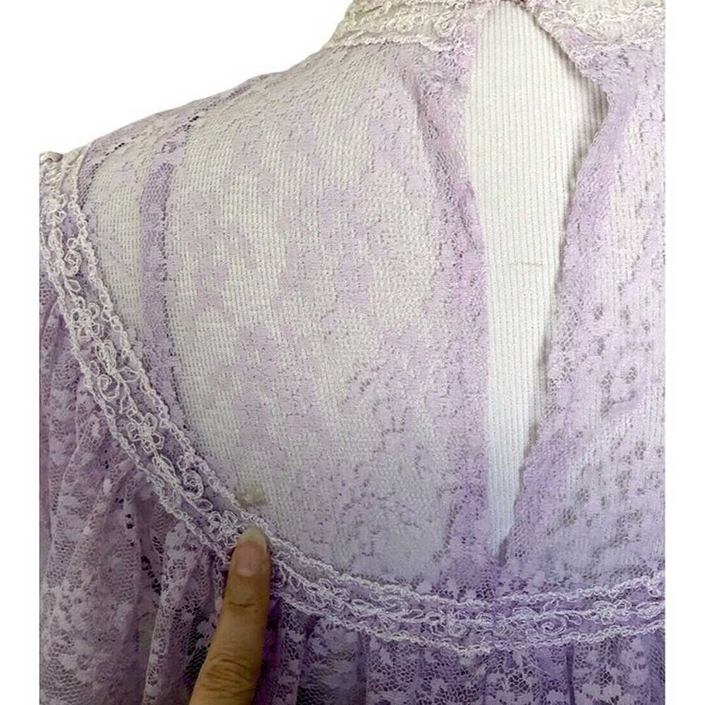 VTG ILGWU Purple Pleated Lace Collar Maxi Dress H… - image 4