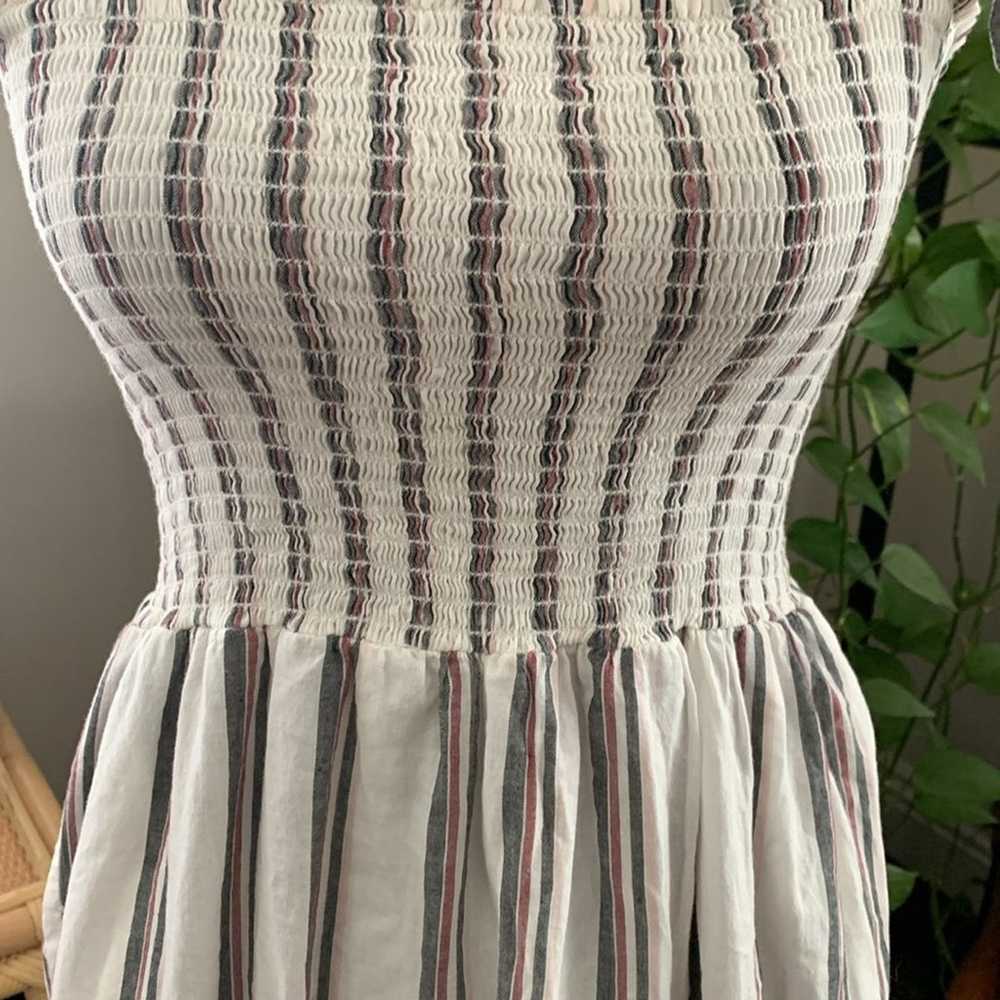Xirena White Cotton Striped Smocked Shoulder Tie … - image 4