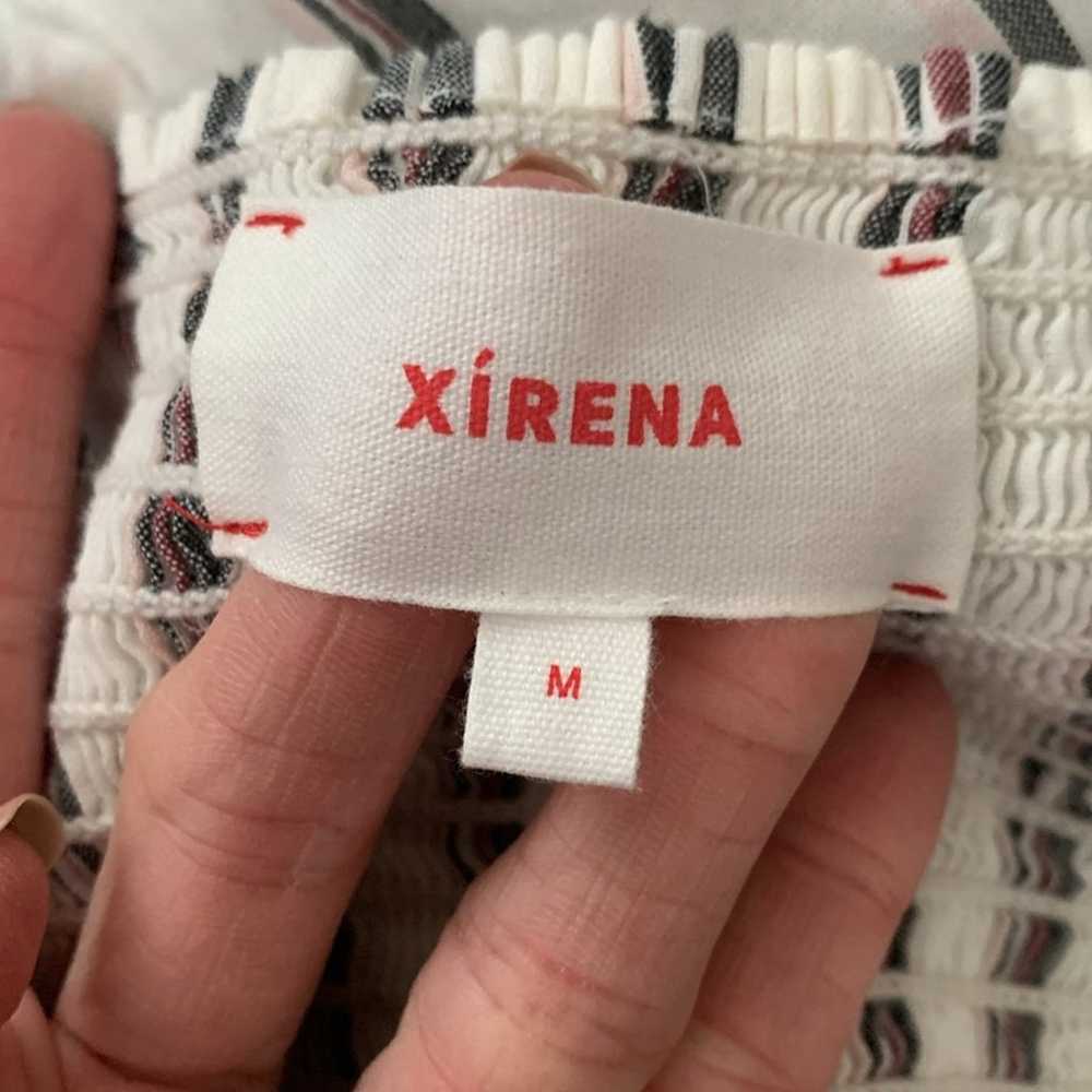 Xirena White Cotton Striped Smocked Shoulder Tie … - image 5