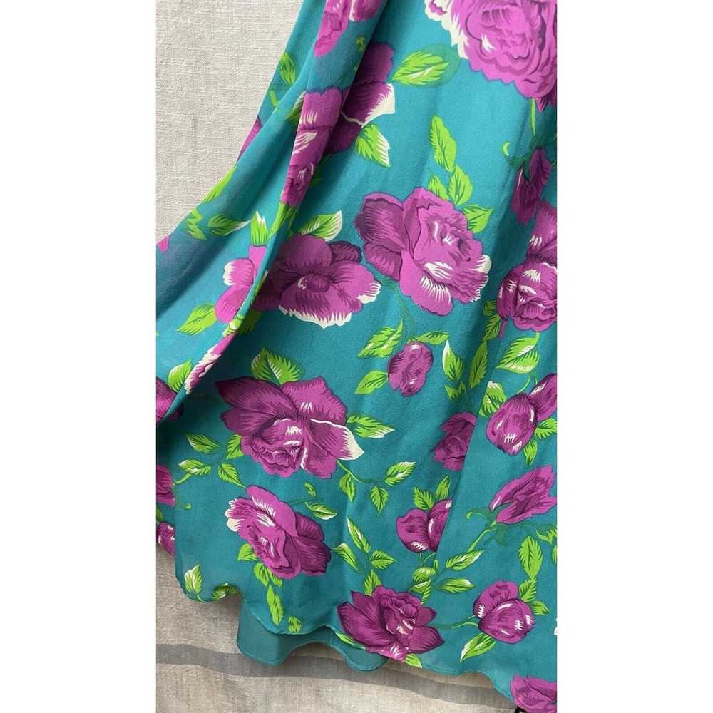 Vintage 90s Betsey Johnson Floral Silk maxi Dress… - image 10