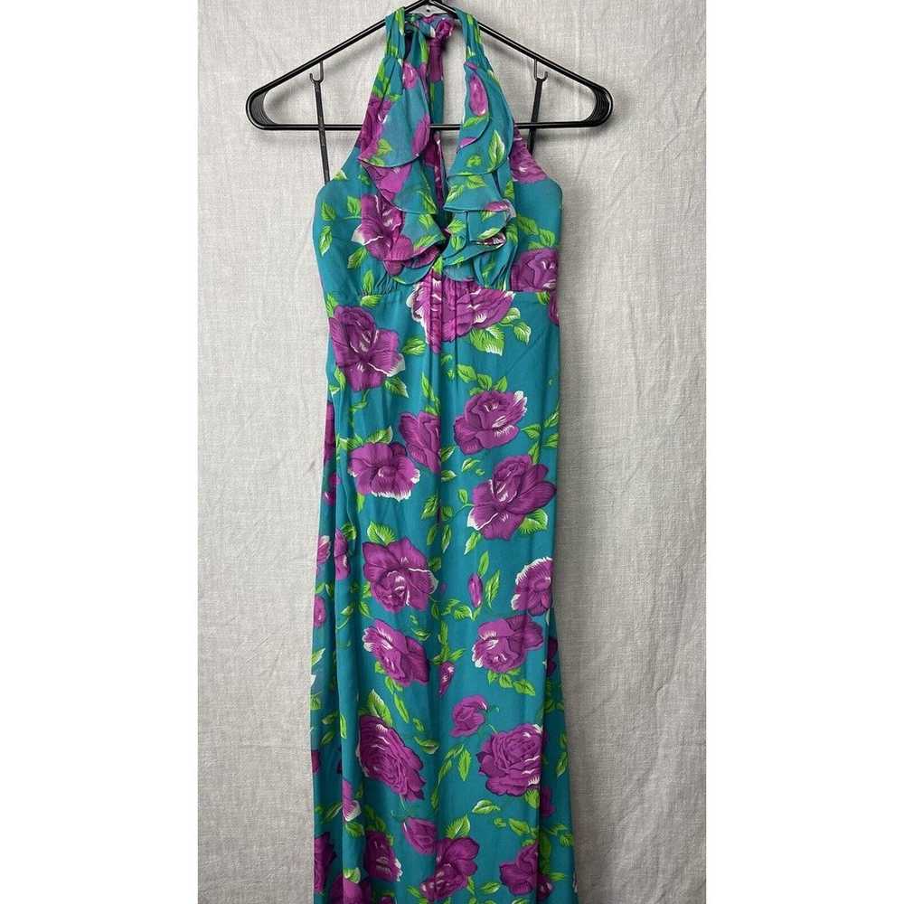 Vintage 90s Betsey Johnson Floral Silk maxi Dress… - image 3