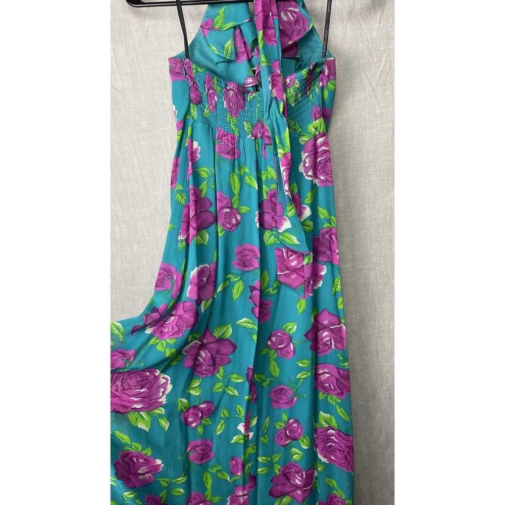 Vintage 90s Betsey Johnson Floral Silk maxi Dress… - image 5