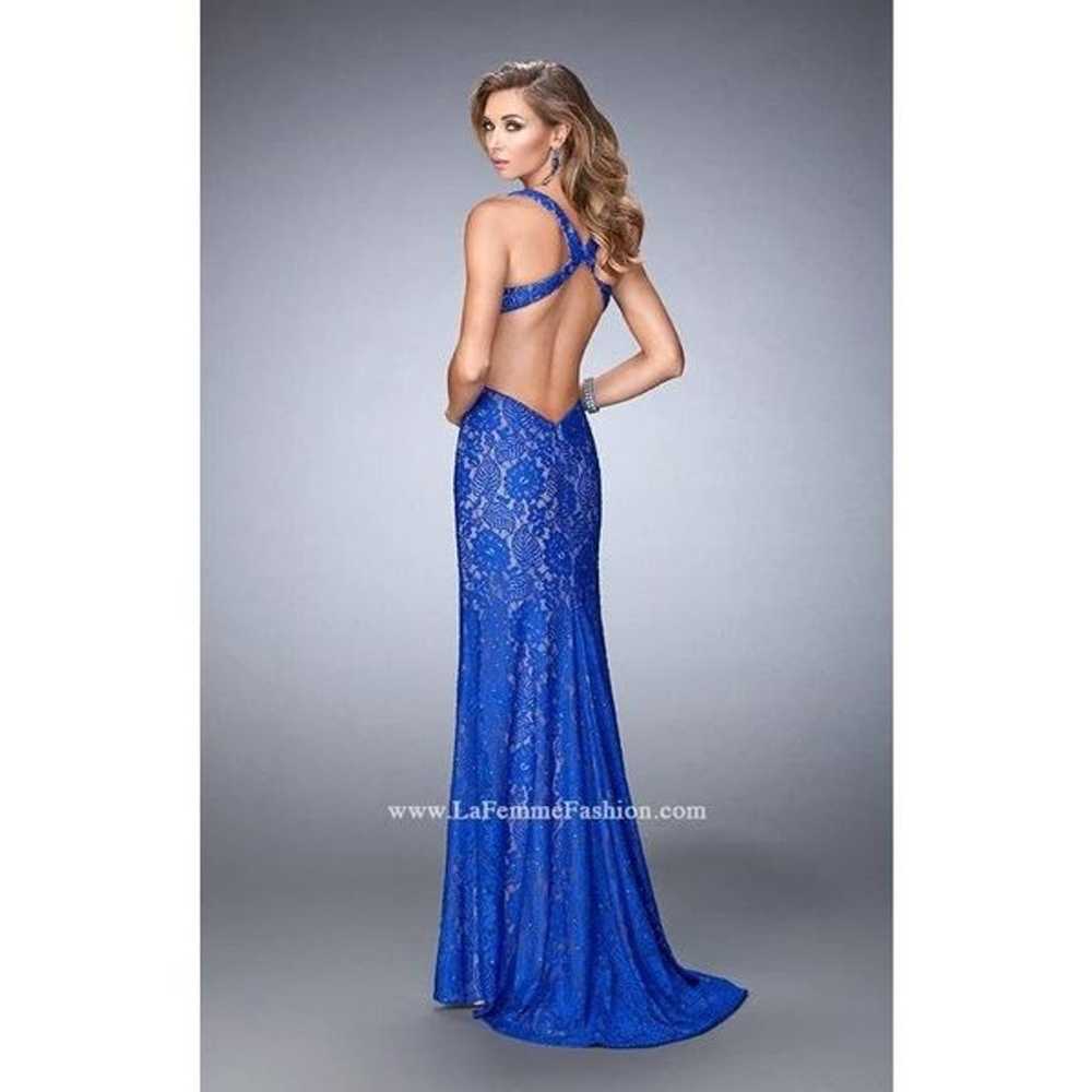 LA FEMME Prom Dress Lace Gown Side Slit Open Back… - image 2