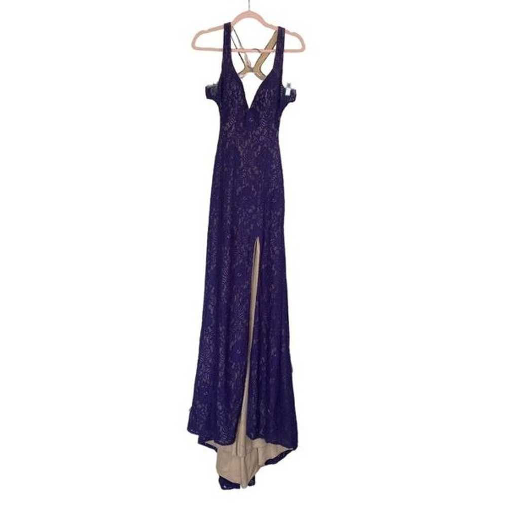 LA FEMME Prom Dress Lace Gown Side Slit Open Back… - image 3