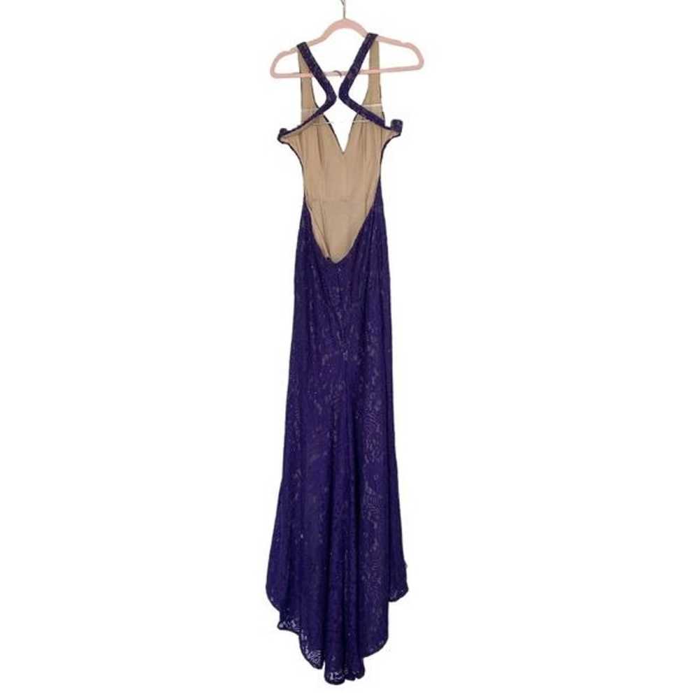 LA FEMME Prom Dress Lace Gown Side Slit Open Back… - image 4