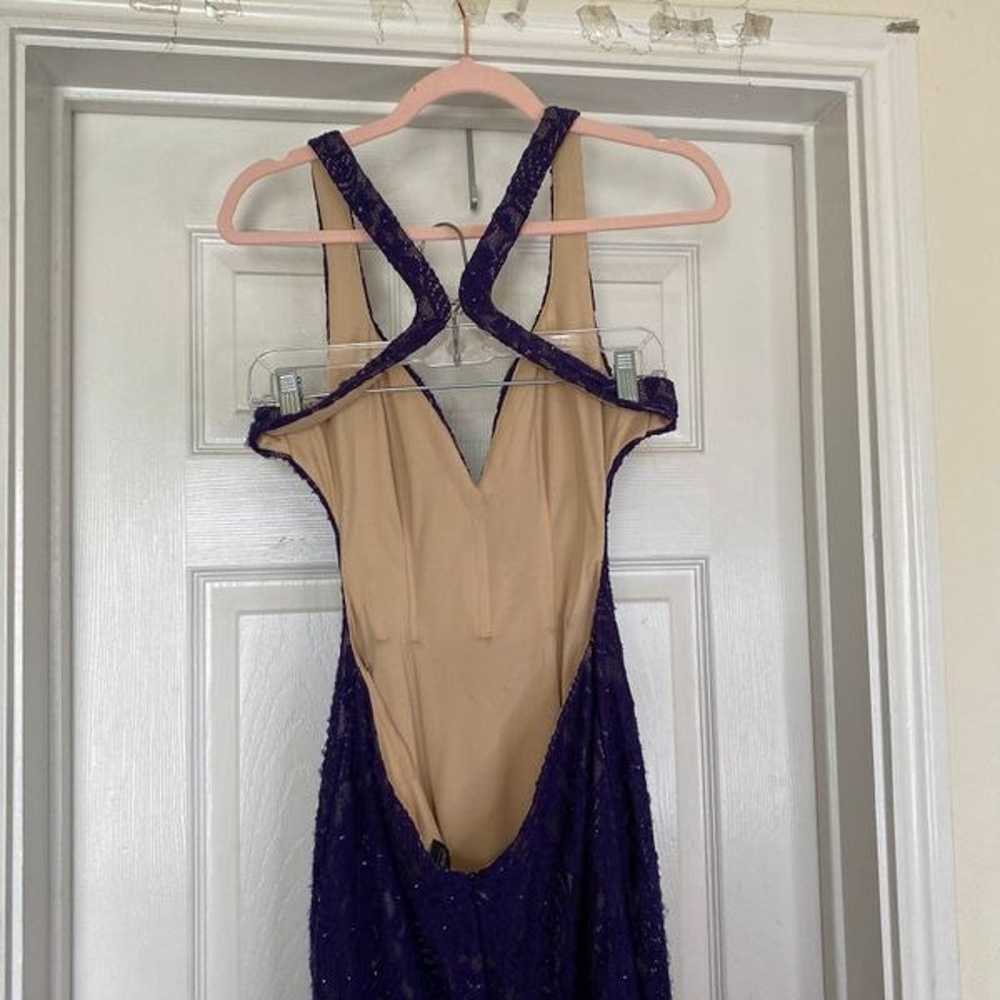 LA FEMME Prom Dress Lace Gown Side Slit Open Back… - image 8