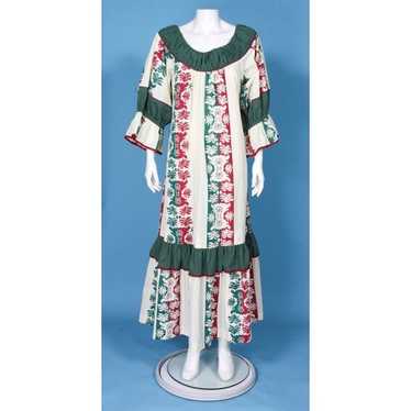 Vtg MAMO HOWELL Hawaiian Aloha Muumuu Red Green C… - image 1