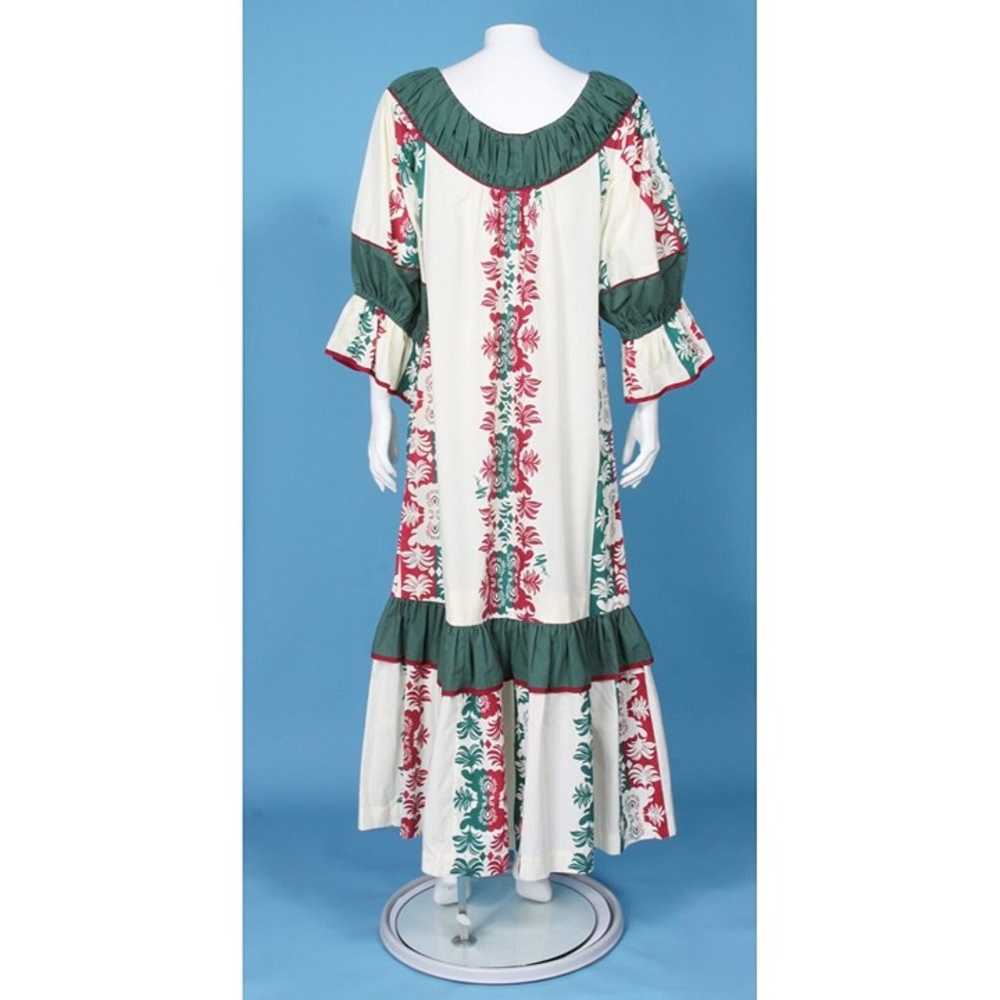 Vtg MAMO HOWELL Hawaiian Aloha Muumuu Red Green C… - image 5