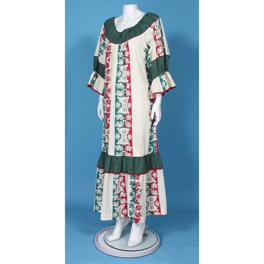 Vtg MAMO HOWELL Hawaiian Aloha Muumuu Red Green C… - image 6