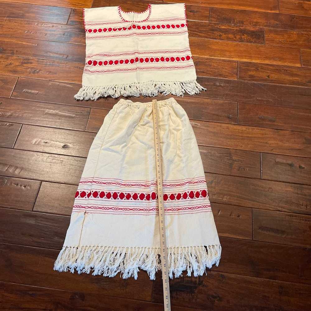 Mexican Hand Loom 2 piece embroidered Huipil top … - image 3