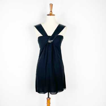 Vivienne Tam black dress 100% silk w/ leather str… - image 1