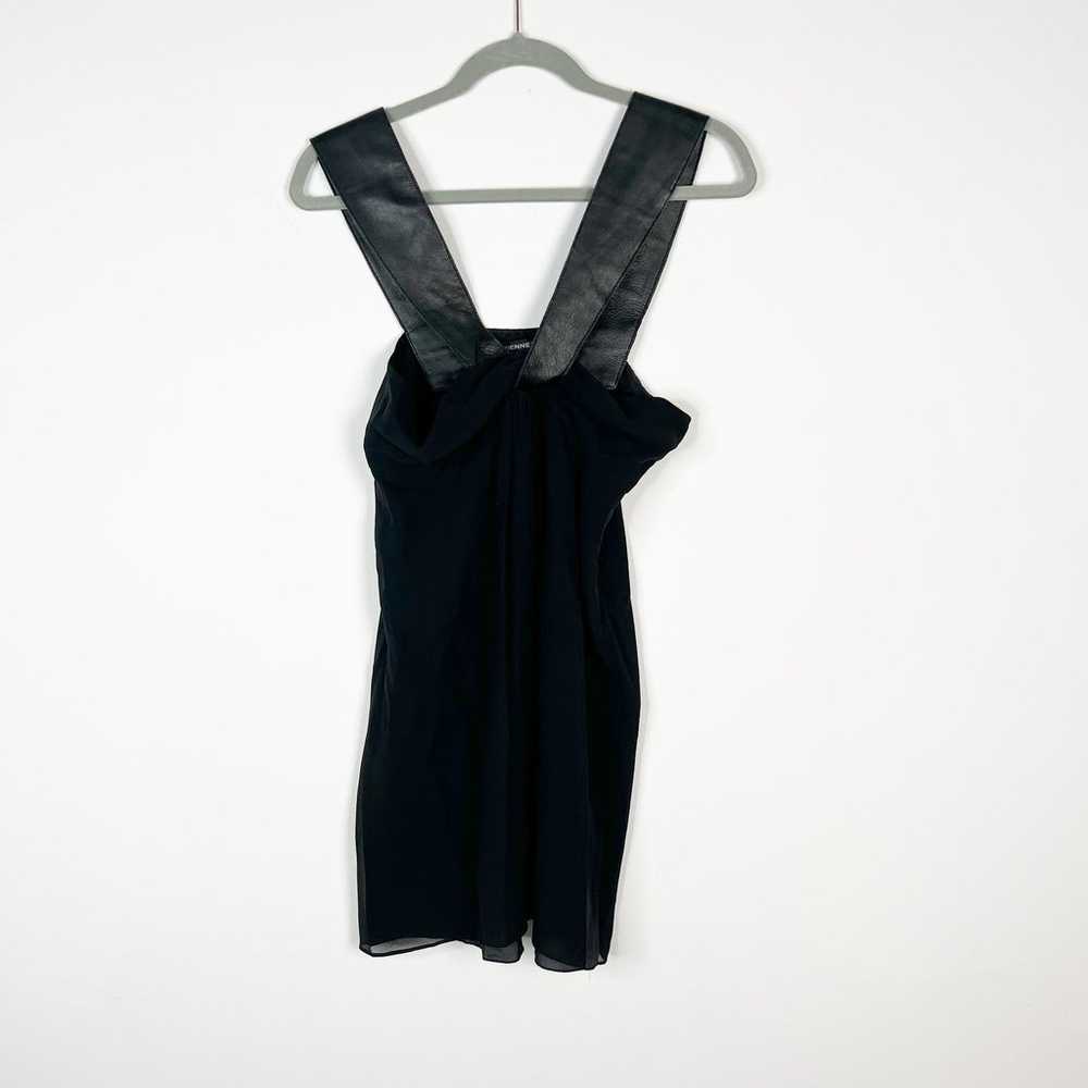 Vivienne Tam black dress 100% silk w/ leather str… - image 2