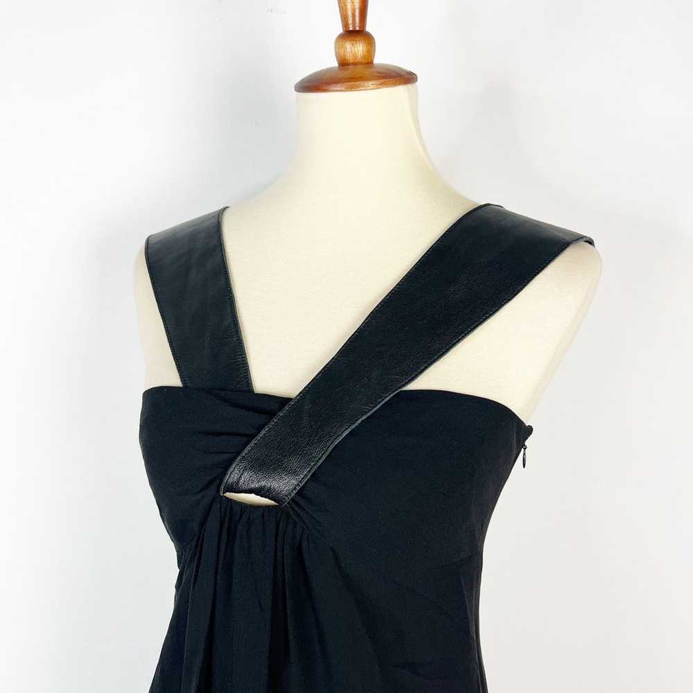 Vivienne Tam black dress 100% silk w/ leather str… - image 3