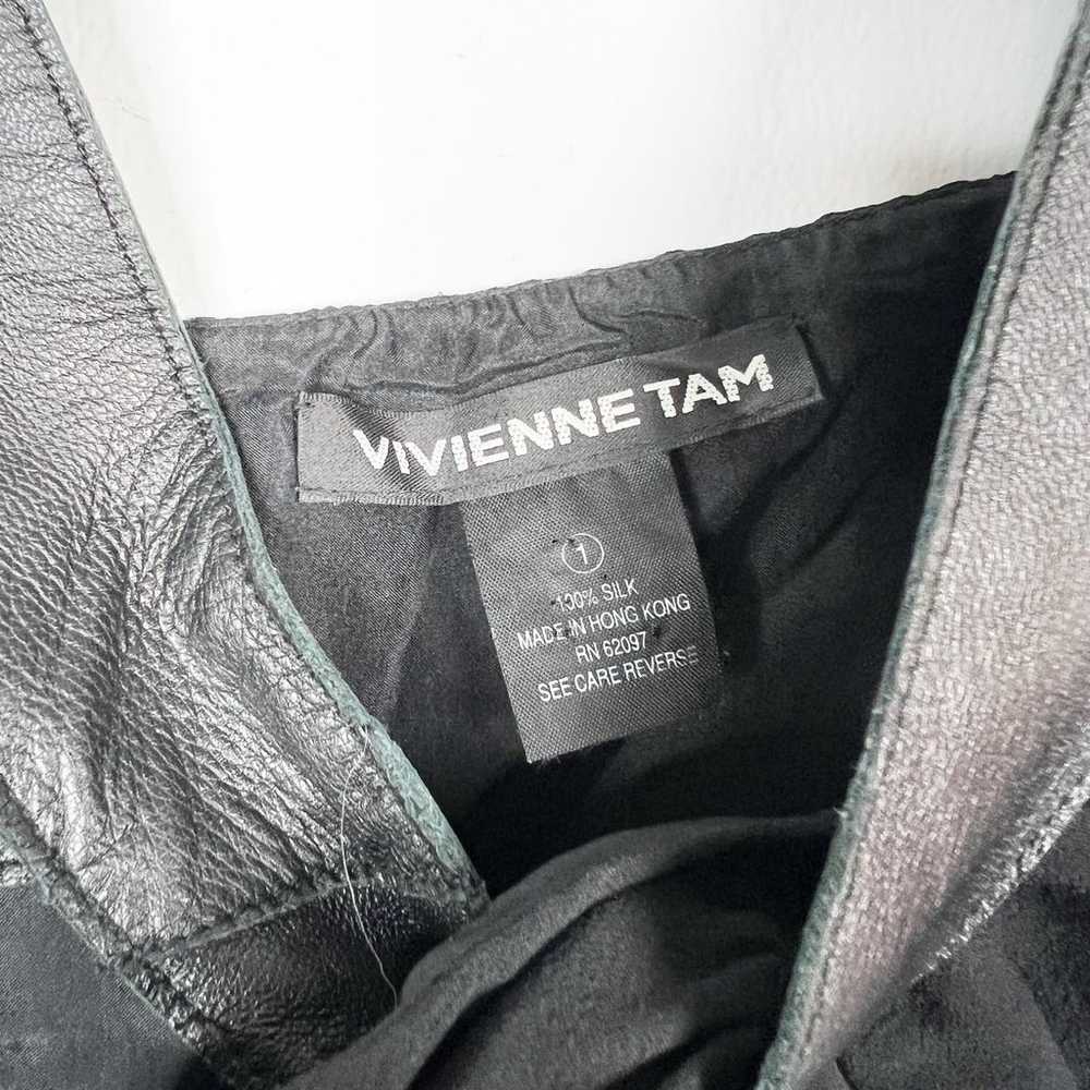 Vivienne Tam black dress 100% silk w/ leather str… - image 5