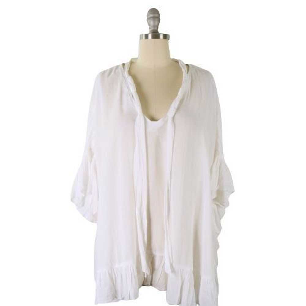 Other OSO Casuals Tie Scoop Neck Ruffled Cotton S… - image 1