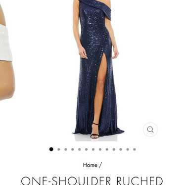 Mac duggal ONE-SHOULDER RUCHED SEQUINED GOWN