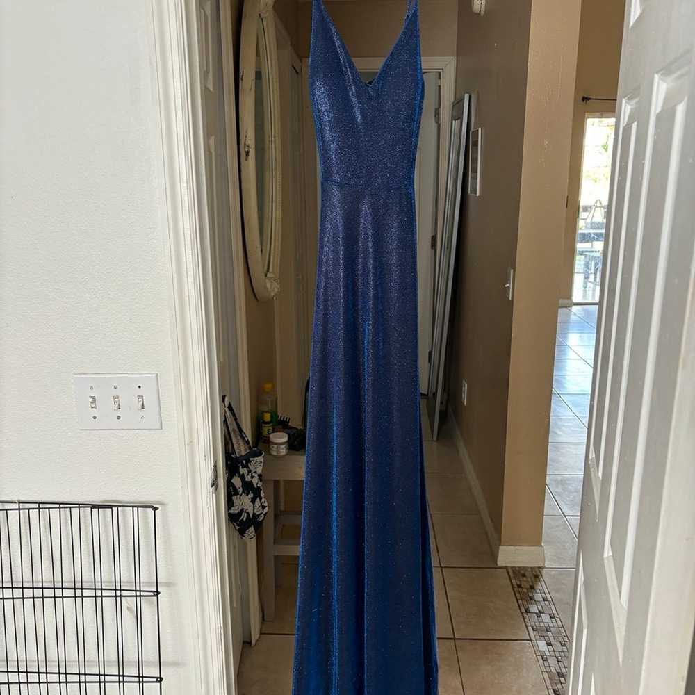 Blue sparkling prom dress - image 3