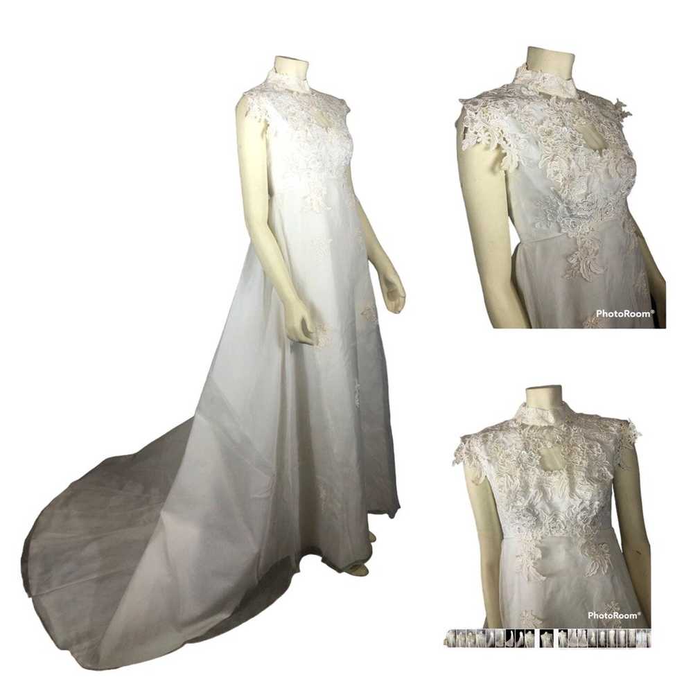 Vintage custom Wedding dress lace & Sequence high… - image 1
