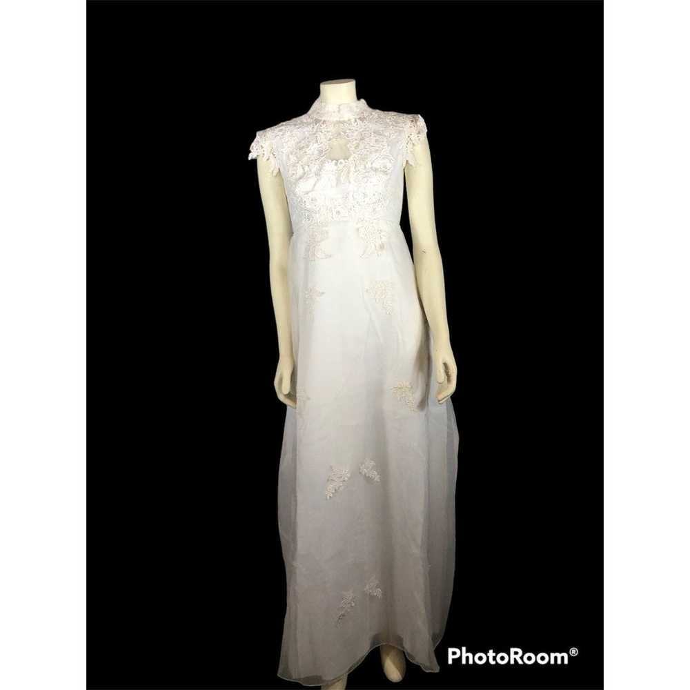 Vintage custom Wedding dress lace & Sequence high… - image 5