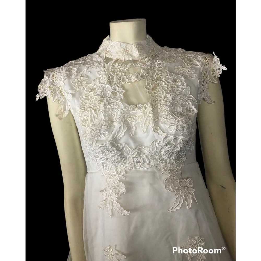 Vintage custom Wedding dress lace & Sequence high… - image 7
