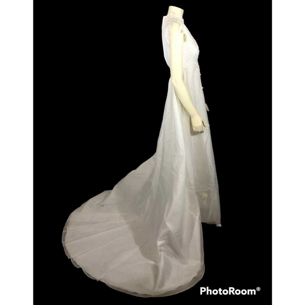 Vintage custom Wedding dress lace & Sequence high… - image 9